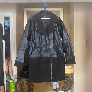Leather and wool Three quarter length coat women’s size 1x